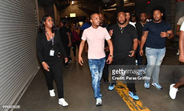 Rapper T.I. Arrive backstage at 2018 V-103 Car & Bike Show at Georgia World Congress Center on July 14, 2018 in Atlanta, Georgia.