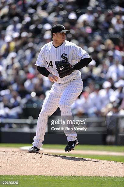 Gavin Floyd of the Chicago White Sox pitches against the Toronto Blue Jays on May 9, 2010 at U.S. Cellular Field in Chicago, Illinois. The Blue Jays...