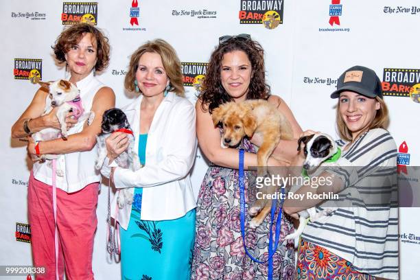 Margaret Colin, Renee Fleming, Lindsay Mendez and Jessie Muelle attend the 2018 Broadway Barks at Shubert Alley on July 14, 2018 in New York City.