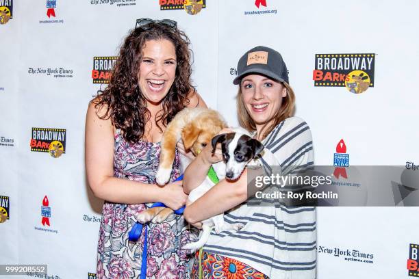 Lindsay Mendez and Jessie Muelle attend the 2018 Broadway Barks at Shubert Alley on July 14, 2018 in New York City.