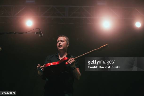 Jason Isbell of Jason Isbell and The 400 Unit performs at Sloss Furnace on July 14, 2018 in Birmingham, Alabama.