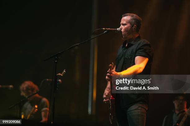 Jason Isbell of Jason Isbell and The 400 Unit performs at Sloss Furnace on July 14, 2018 in Birmingham, Alabama.