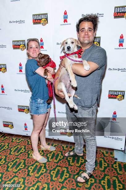 Patti Murin and Greg Hildreth attend the 2018 Broadway Barks at Shubert Alley on July 14, 2018 in New York City.