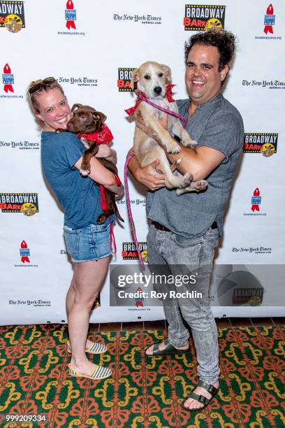 Patti Murin and Greg Hildreth attend the 2018 Broadway Barks at Shubert Alley on July 14, 2018 in New York City.