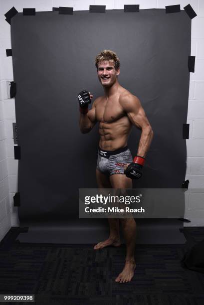 Sage Northcutt poses for a post fight portrait during the UFC Fight Night event inside CenturyLink Arena on July 14, 2018 in Boise, Idaho.
