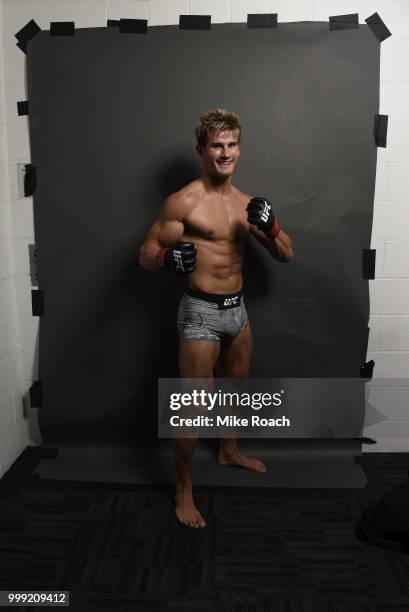 Sage Northcutt poses for a post fight portrait during the UFC Fight Night event inside CenturyLink Arena on July 14, 2018 in Boise, Idaho.