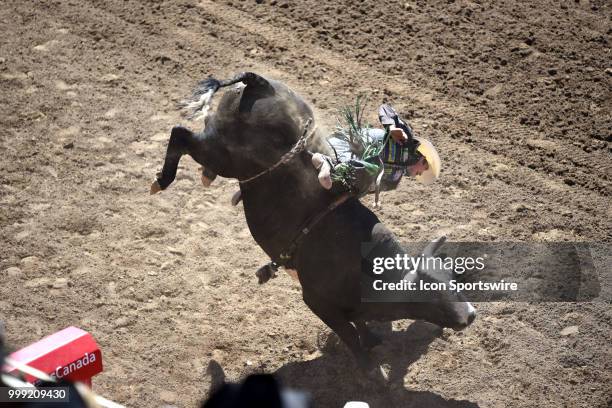 Bull rider J.B. Mauney of Statesville, NC, competes at the Calgary Stampede on July 14, 2018 at Stampede Park in Calgary, AB.
