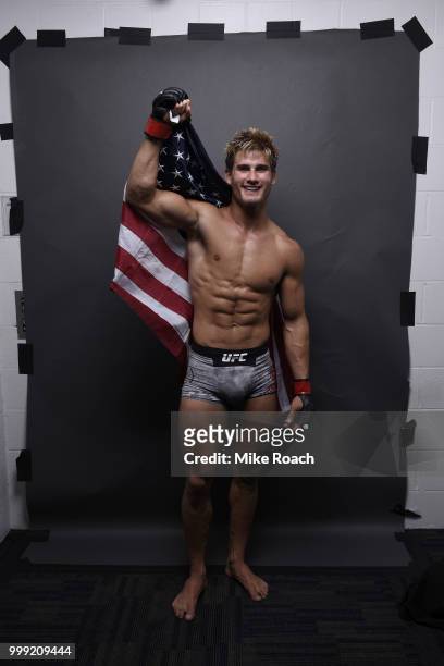 Sage Northcutt poses for a post fight portrait during the UFC Fight Night event inside CenturyLink Arena on July 14, 2018 in Boise, Idaho.