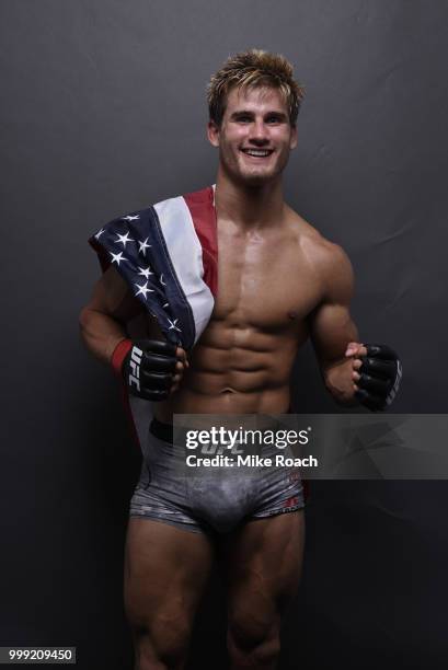 Sage Northcutt poses for a post fight portrait during the UFC Fight Night event inside CenturyLink Arena on July 14, 2018 in Boise, Idaho.