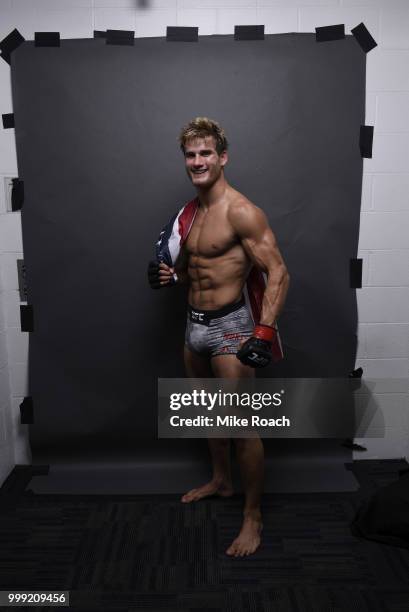 Sage Northcutt poses for a post fight portrait during the UFC Fight Night event inside CenturyLink Arena on July 14, 2018 in Boise, Idaho.