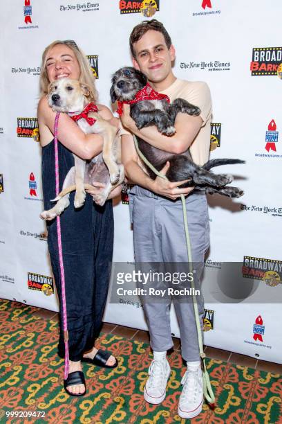 Rachel Bay Jones and Taylor Trensch attend the 2018 Broadway Barks at Shubert Alley on July 14, 2018 in New York City.