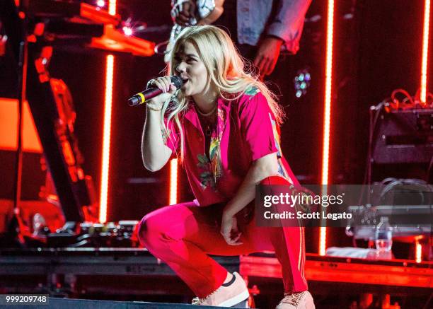 Hayley Kiyoko performs during the Pray For The Wicked Tour at Little Caesars Arena on July 14, 2018 in Detroit, Michigan.