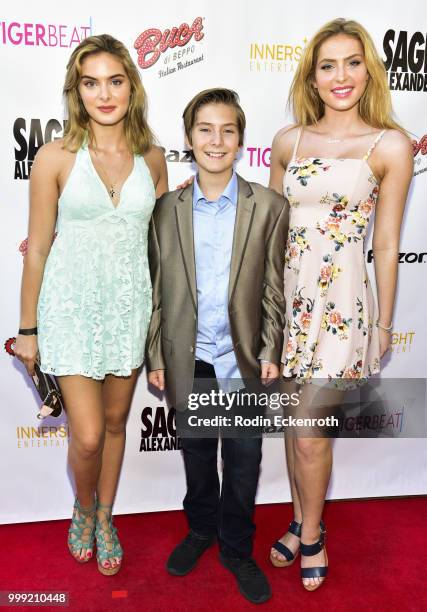 Brighton Sharbino, Sawyer Sharbino, and Saxon Sharbino attend the Sage Launch Party Co-Hosted by Tiger Beat at El Rey Theatre on July 14, 2018 in Los...