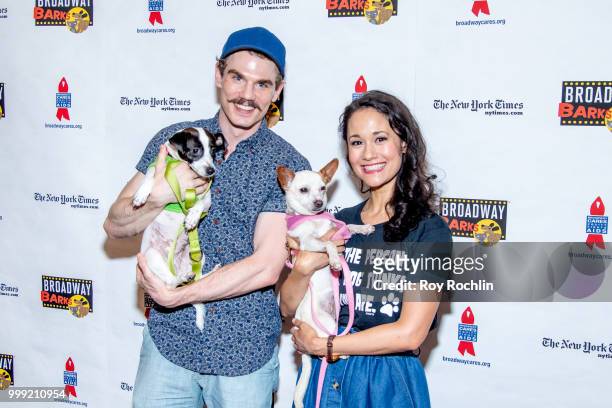Jay Armstong Johnson and Ali Ewoldt attend the 2018 Broadway Barks at Shubert Alley on July 14, 2018 in New York City.