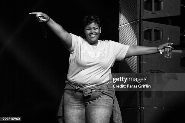 Rapper Akbar V performs onstage during 2018 V-103 Car & Bike Show at Georgia World Congress Center on July 14, 2018 in Atlanta, Georgia.