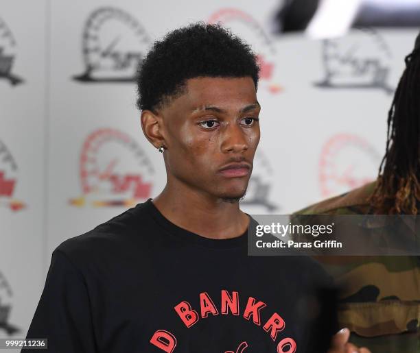 Rapper Bigg Havi backstage during 2018 V-103 Car & Bike Show at Georgia World Congress Center on July 14, 2018 in Atlanta, Georgia.