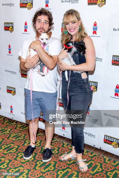 Justin Collette and Analisa Leaming attend the 2018 Broadway Barks at Shubert Alley on July 14, 2018 in New York City.