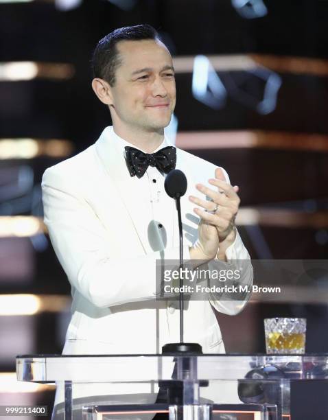 Joseph Gordon-Levitt speaks onstage during the Comedy Central Roast of Bruce Willis at Hollywood Palladium on July 14, 2018 in Los Angeles,...