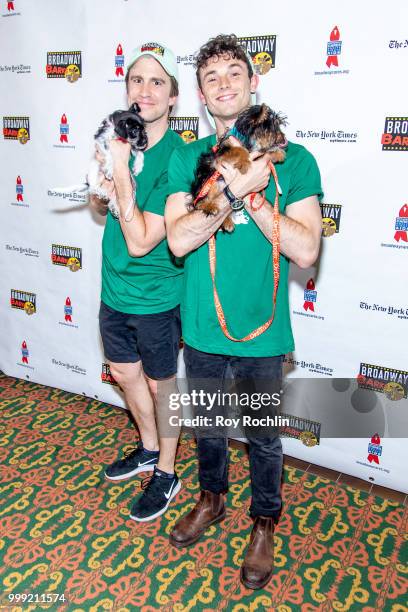 Gavin Creel and Charlie Stemp attend the 2018 Broadway Barks at Shubert Alley on July 14, 2018 in New York City.