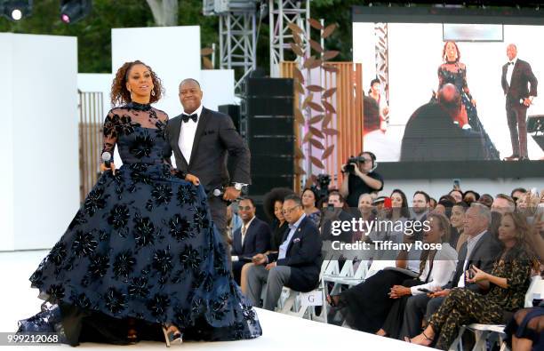 Holly Robinson Peete and Rodney Peete onstage at the HollyRod 20th Annual DesignCare at Cross Creek Farm on July 14, 2018 in Malibu, California.