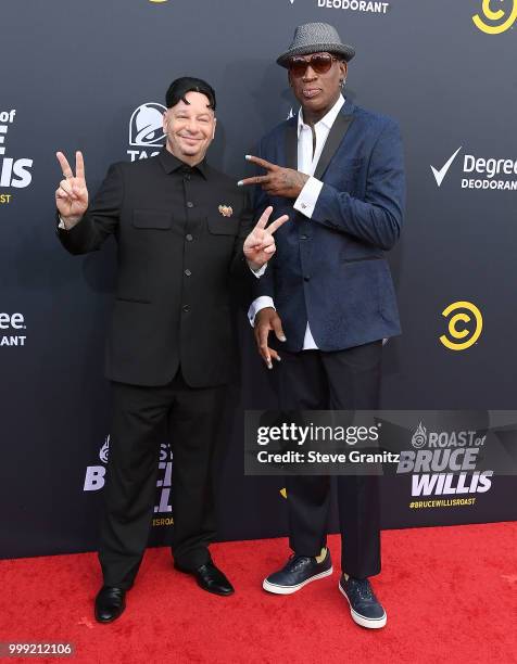 Jeff Ross;Dennis Rodman arrives at the Comedy Central Roast Of Bruce Willis on July 14, 2018 in Los Angeles, California.