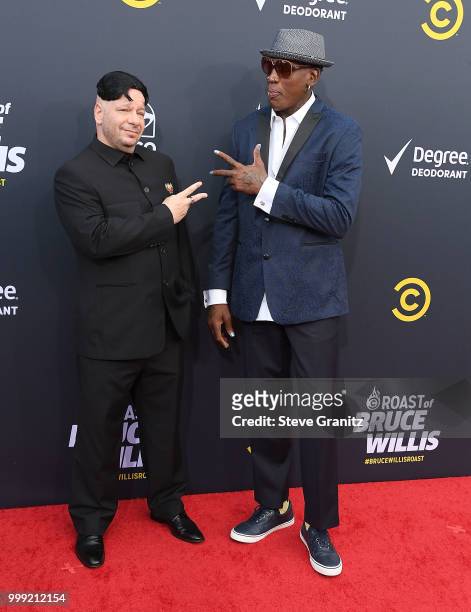 Jeff Ross;Dennis Rodman arrives at the Comedy Central Roast Of Bruce Willis on July 14, 2018 in Los Angeles, California.