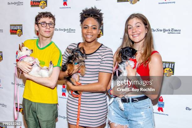 Sky Lakota Lynch, Phoenix Best and Laura Dreyfuss attend the 2018 Broadway Barks at Shubert Alley on July 14, 2018 in New York City.