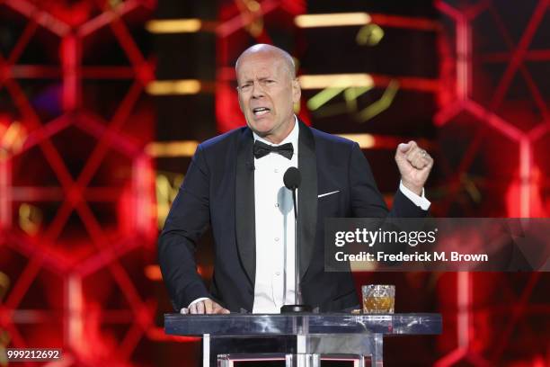 Bruce Willis speaks onstage during the Comedy Central Roast of Bruce Willis at Hollywood Palladium on July 14, 2018 in Los Angeles, California.