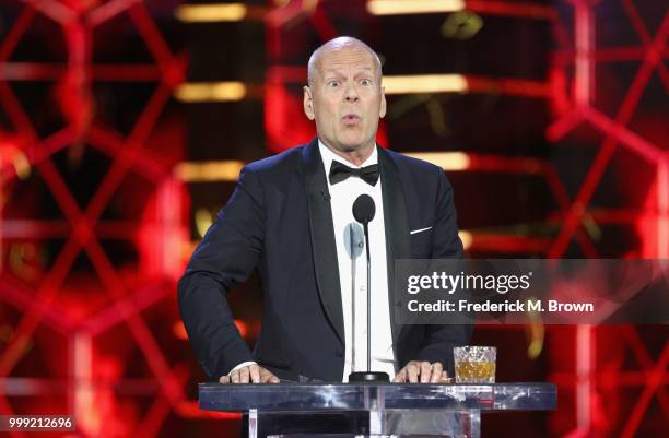 Bruce Willis speaks onstage during the Comedy Central Roast of Bruce Willis at Hollywood Palladium on July 14, 2018 in Los Angeles, California.