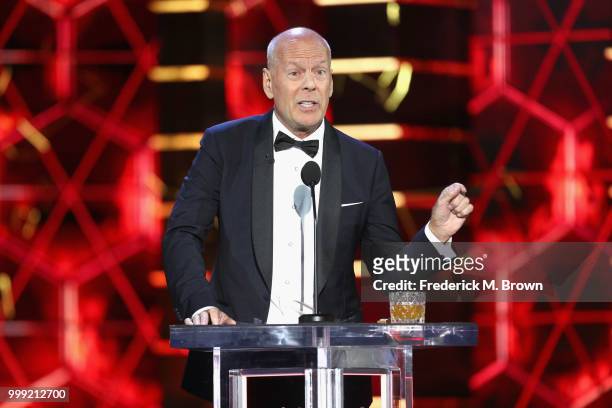 Bruce Willis speaks onstage during the Comedy Central Roast of Bruce Willis at Hollywood Palladium on July 14, 2018 in Los Angeles, California.