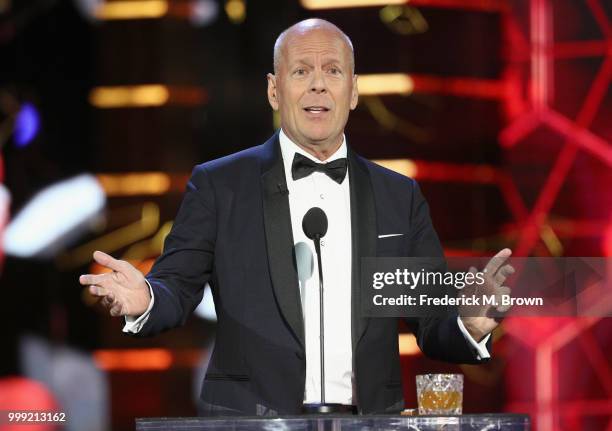 Bruce Willis speaks onstage during the Comedy Central Roast of Bruce Willis at Hollywood Palladium on July 14, 2018 in Los Angeles, California.