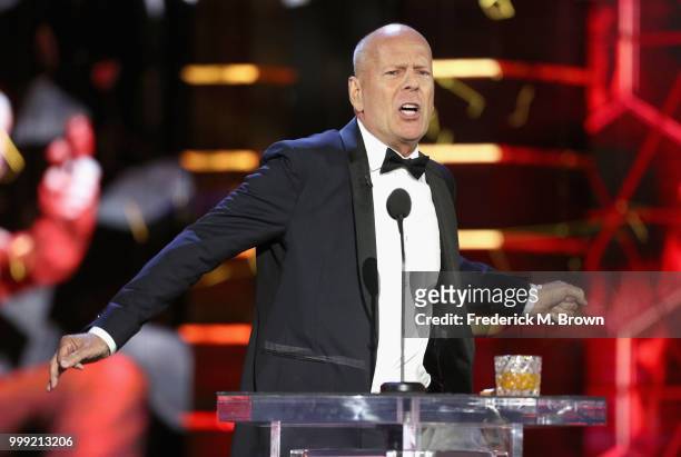 Bruce Willis speaks onstage during the Comedy Central Roast of Bruce Willis at Hollywood Palladium on July 14, 2018 in Los Angeles, California.