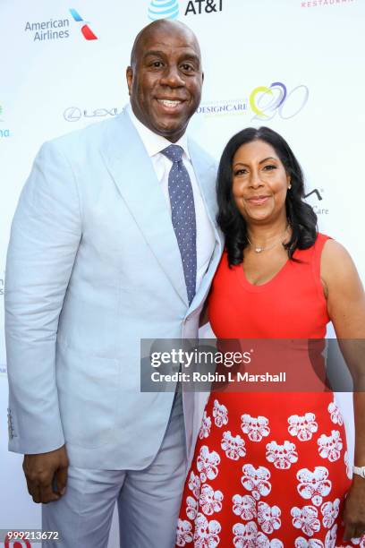 Honoree Earvin "Magic" Johnson NBA and wife Cookie Johnson attend The HollyRod Foundation's 20th Annual DesignCare Gala at Private Residence on July...