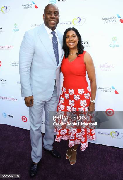 Honoree Earvin "Magic" Johnson NBA and wife Cookie Johnson attend The HollyRod Foundation's 20th Annual DesignCare Gala at Private Residence on July...