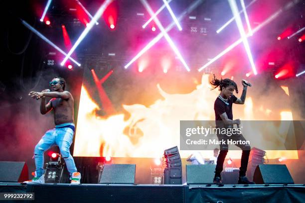 Slim Jxmmi and Swae Lee of Rae Sremmurd perform on Day 9 of the RBC Bluesfest at LeBreton Flats on July 14, 2018 in Ottawa, Canada.