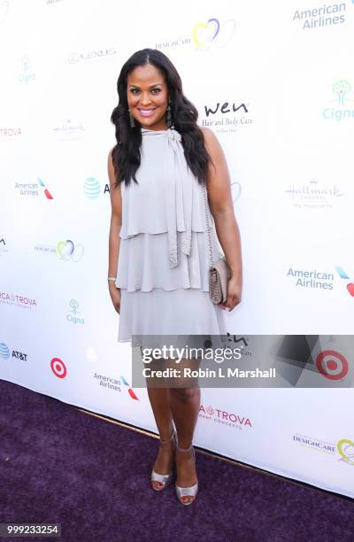 Professional Boxer Laila Ali attends The HollyRod Foundation's 20th Annual DesignCare Gala at Private Residence on July 14, 2018 in Malibu,...