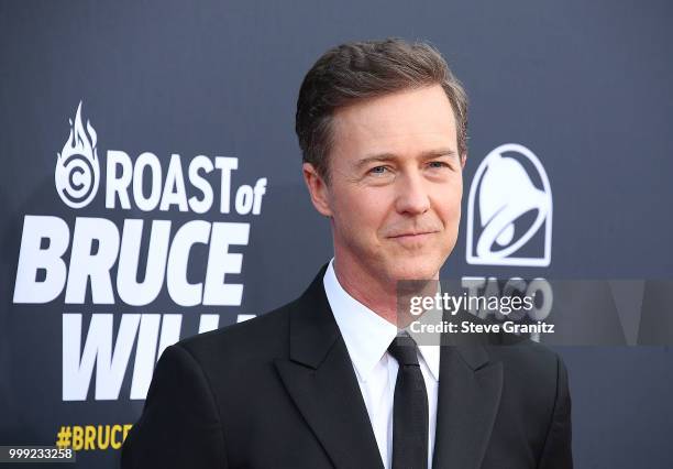 Edward Norton arrives at the Comedy Central Roast Of Bruce Willis on July 14, 2018 in Los Angeles, California.