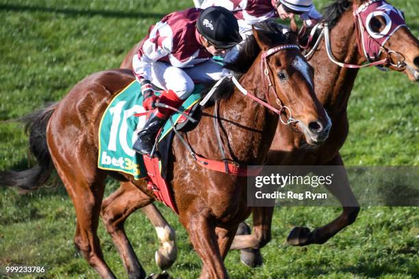 Zedinator ridden by Dean Yendall wins the Gordon Ave Pool and Spas BM64 Handicap at Geelong Racecourse on July 15, 2018 in Geelong, Australia.