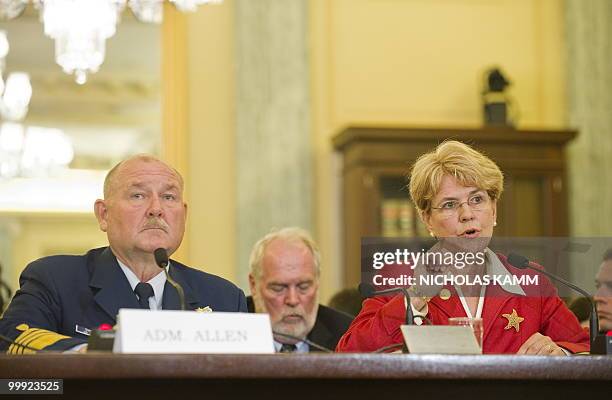 Coast Guard Commandant Adm. Thad Allen and Jane Lubchenco, administrator of the National Oceanic and Atmospheric Administration , appear before a...