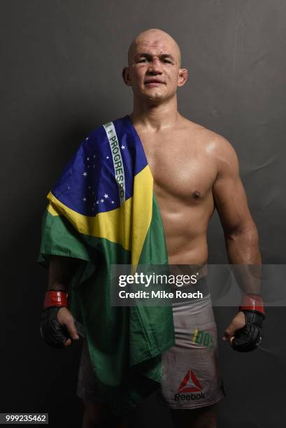 Junior Dos Santos of Brazil poses for a post fight portrait during the UFC Fight Night event inside CenturyLink Arena on July 14, 2018 in Boise,...