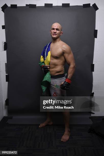 Junior Dos Santos of Brazil poses for a post fight portrait during the UFC Fight Night event inside CenturyLink Arena on July 14, 2018 in Boise,...