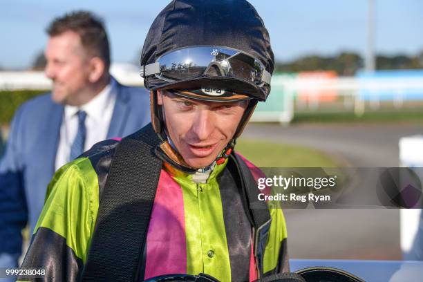 Getemhel ridden by Michael Dee wins the Barryâs Bins Fillies and Mares BM64 Handicap at Geelong Racecourse on July 15, 2018 in Geelong, Australia.