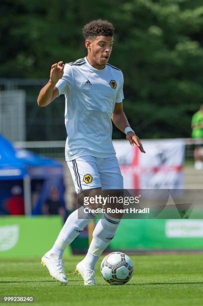 Morgan Gibbs-White of Wolverhampton Wanderers in action during the Uhrencup 2018 at the Neufeld stadium on July 14, 2018 in Bern, Switzerland.