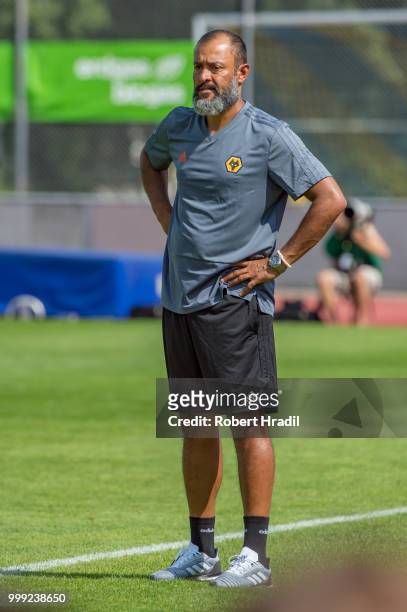 Nuno Espirito Santo manager of Wolverhampton Wanderers looks on during the Uhrencup 2018 at the Neufeld stadium on July 14, 2018 in Bern, Switzerland.