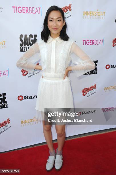 Madison Hu attends "Sage Alexander: The Dark Realm" Launch Party Co-hosted by Innersight Entertainment and TigerBeat Media at El Rey Theatre on July...