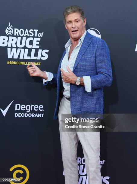 David Hasselhoff arrives at the Comedy Central Roast Of Bruce Willis on July 14, 2018 in Los Angeles, California.