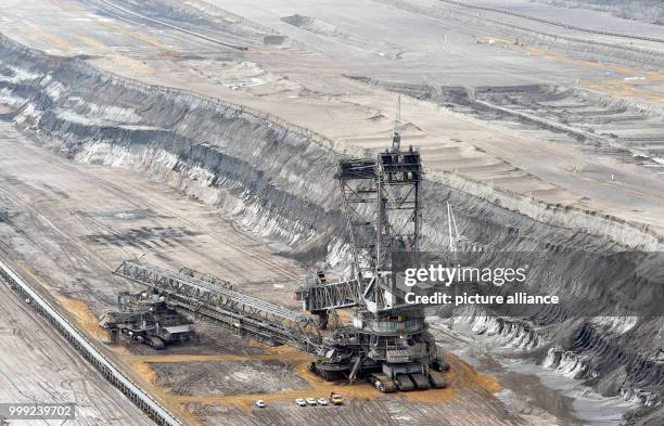 Rotary excavator in the open cast mine in Wanlo, Germany, 20 August 2017. Protestors are attempting to prevent the mining of coal in the Wanlo mine....