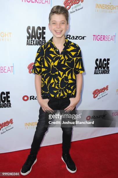 Aiden Langford attends "Sage Alexander: The Dark Realm" Launch Party Co-hosted by Innersight Entertainment and TigerBeat Media at El Rey Theatre on...