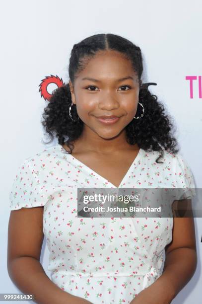 Laya DeLeon Hayes attends "Sage Alexander: The Dark Realm" Launch Party Co-hosted by Innersight Entertainment and TigerBeat Media at El Rey Theatre...