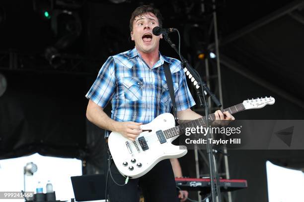 Jim Adkins of Jimmy Eat World performs during the 2018 Forecastle Music Festival at Louisville Waterfront Park on July 14, 2018 in Louisville,...